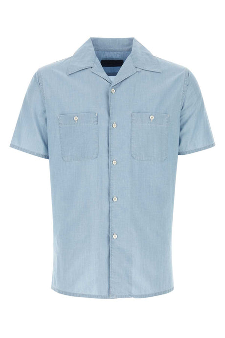 PRADA Light Blue Cotton Shirt for Men - Perfect for Spring 2024