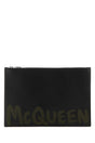 ALEXANDER MCQUEEN Sleek Black Leather Clutch - 31 cm x 20 cm