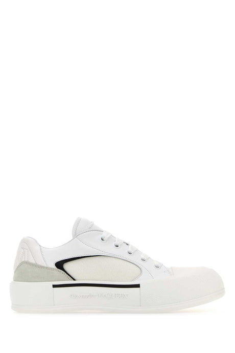 ALEXANDER MCQUEEN White Canvas and Leather Plimsoll Sneakers