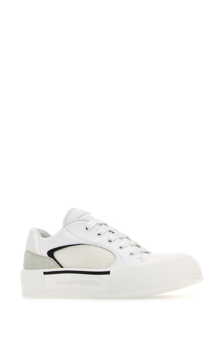 ALEXANDER MCQUEEN White Canvas and Leather Plimsoll Sneakers