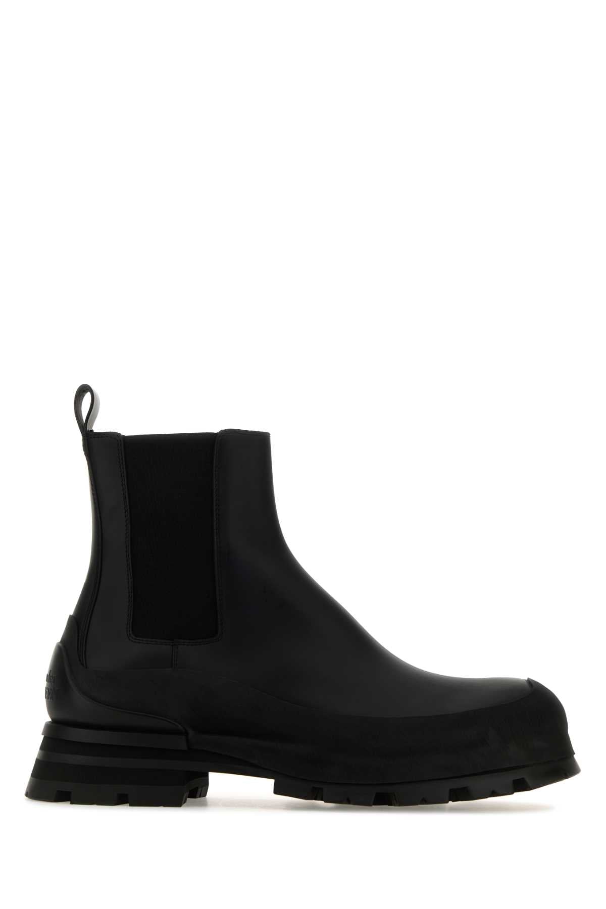 ALEXANDER MCQUEEN Classic Black Leather Chelsea Ankle Boots for Men