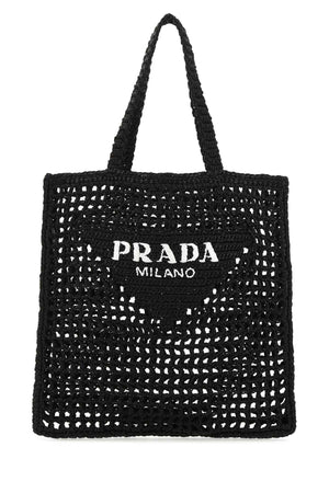 PRADA Chic Black Raffia Shopping Handbag - 35 cm x 37 cm