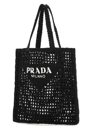 PRADA Chic Black Raffia Shopping Handbag - 35 cm x 37 cm