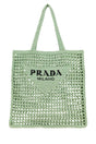 PRADA Mint Green Raffia Shopping Handbag - 35 cm x 37 cm