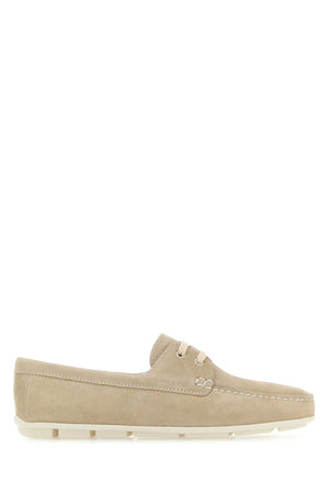 PRADA Sand Suede Driver Loafers for Women