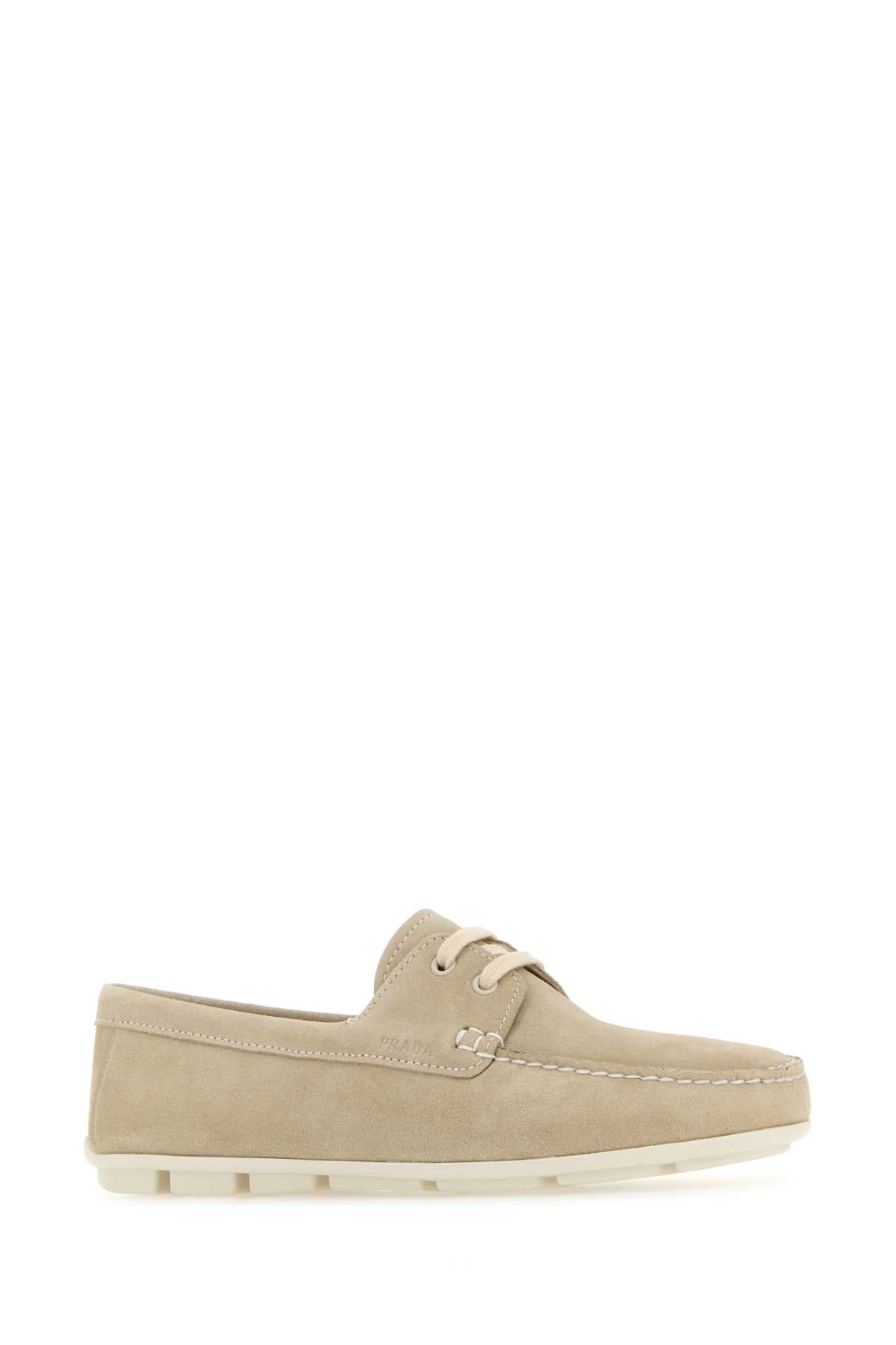 PRADA Sand Suede Driver Loafers for Women