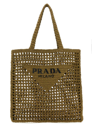 PRADA Chic Khaki Raffia Shopping Handbag - 36cm x 38cm