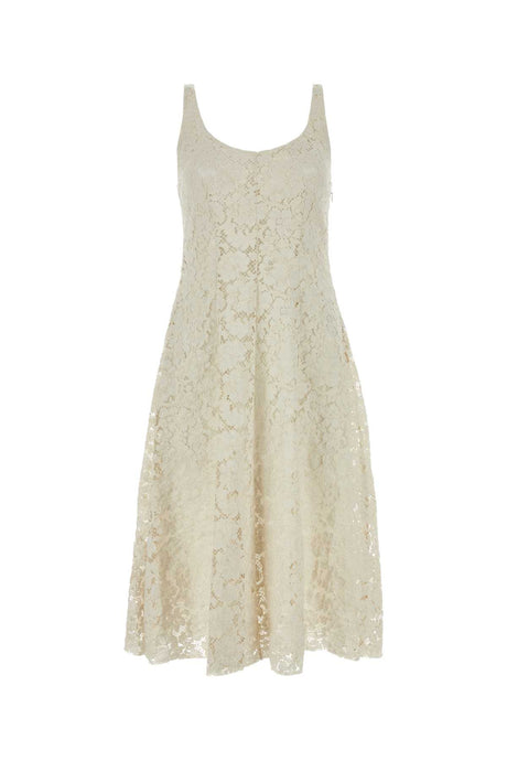 PRADA Elegant Ivory Lace Mini Dress