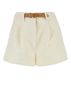 PRADA Ivory Cotton Blend Shorts