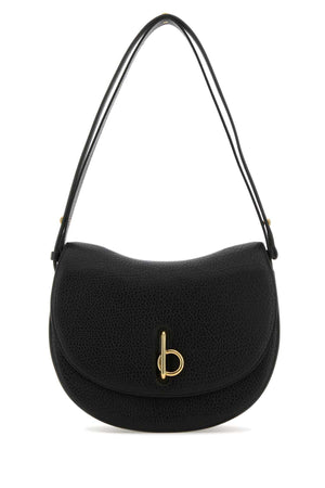 BURBERRY Elegant Black Leather Medium Rocking Horse Shoulder Handbag