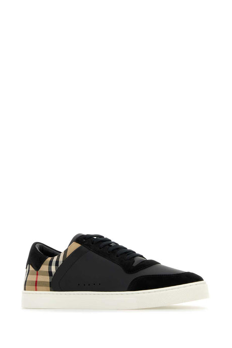 BURBERRY Men's Black Leather and Fabric Sneakers