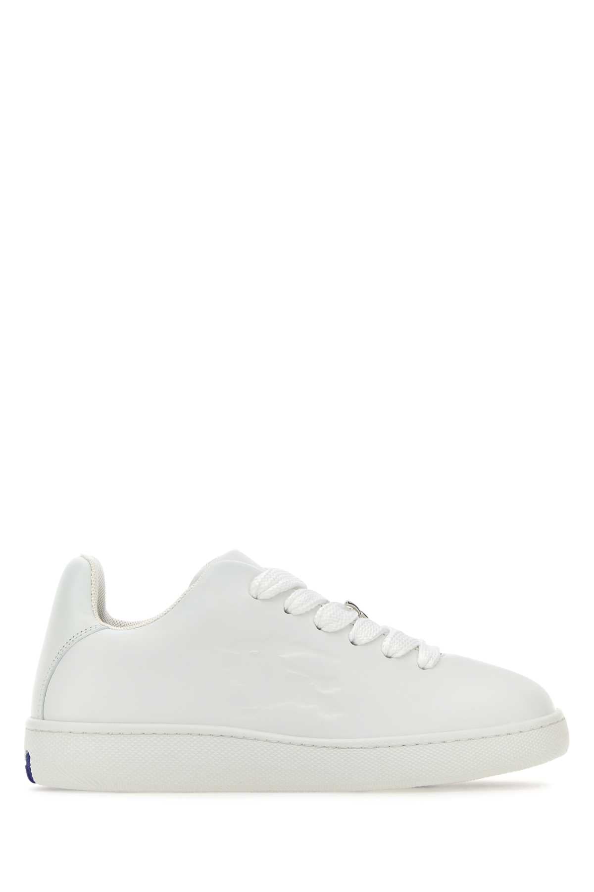 BURBERRY White Leather Box Sneakers for Men