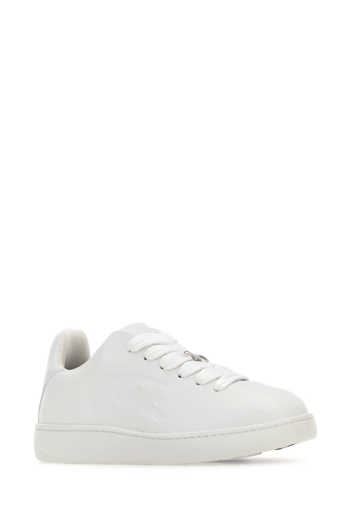 BURBERRY White Leather Box Sneakers for Men