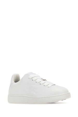 BURBERRY White Leather Box Sneakers for Men