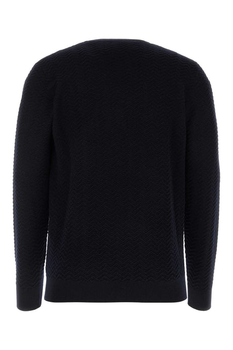 GIORGIO ARMANI Midnight Blue Wool Blend Sweater for Men