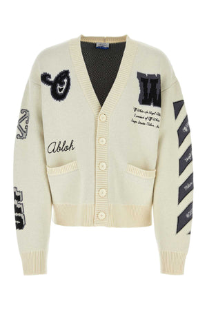 OFF WHITE Oversized Ivory Wool Blend Cardigan for Men