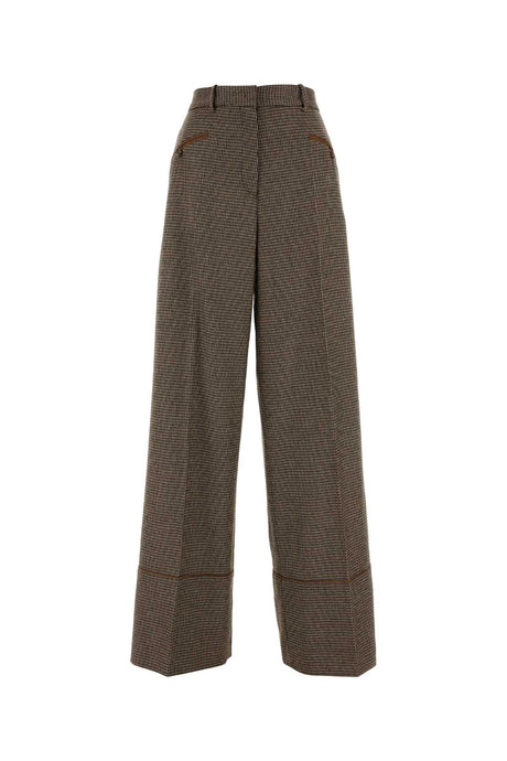 BALLY Embroidered Stretch Wool Blend Wide-Leg Pants