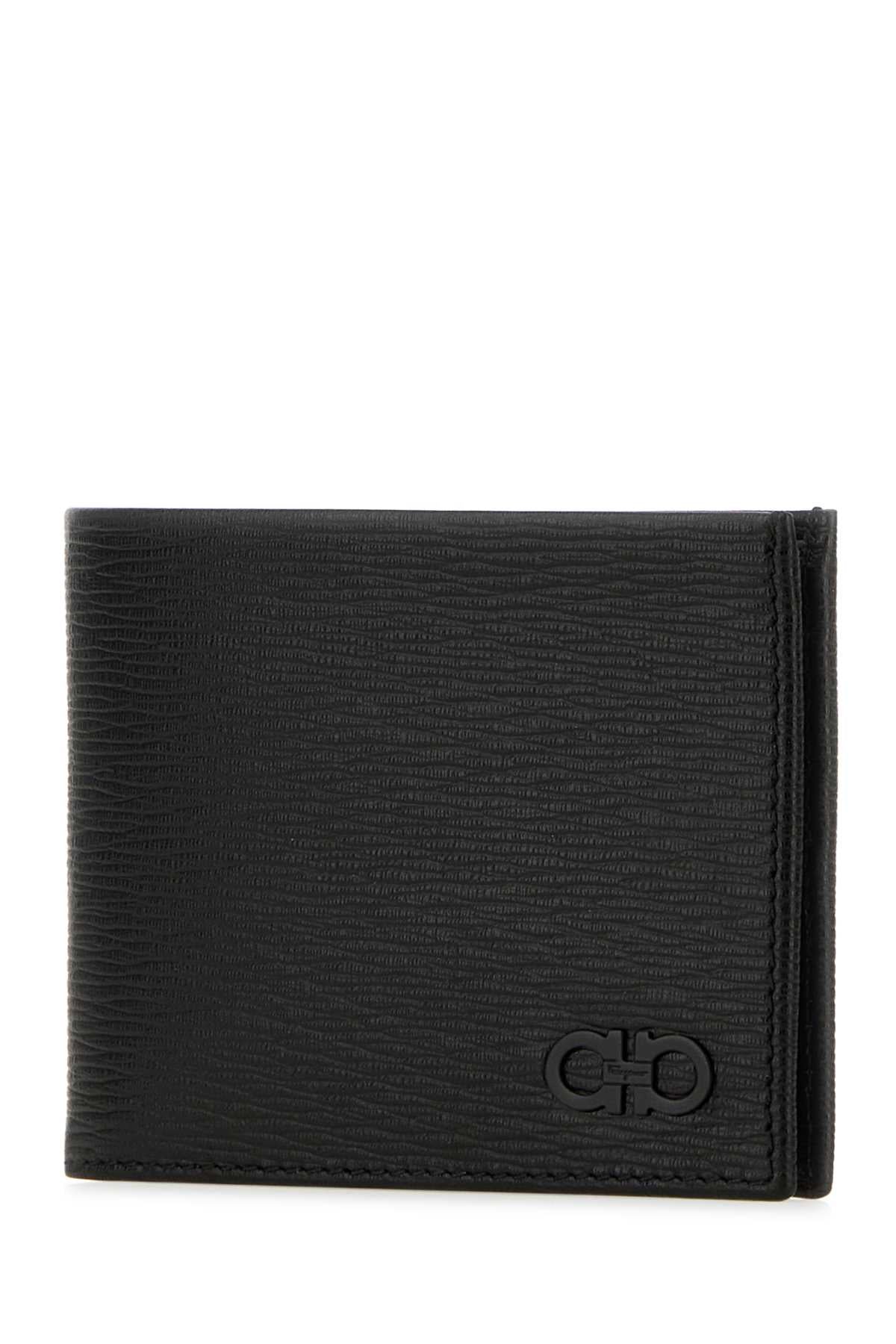 SALVATORE FERRAGAMO Elegant Black Leather Wallet - 12cm x 10cm x 2cm