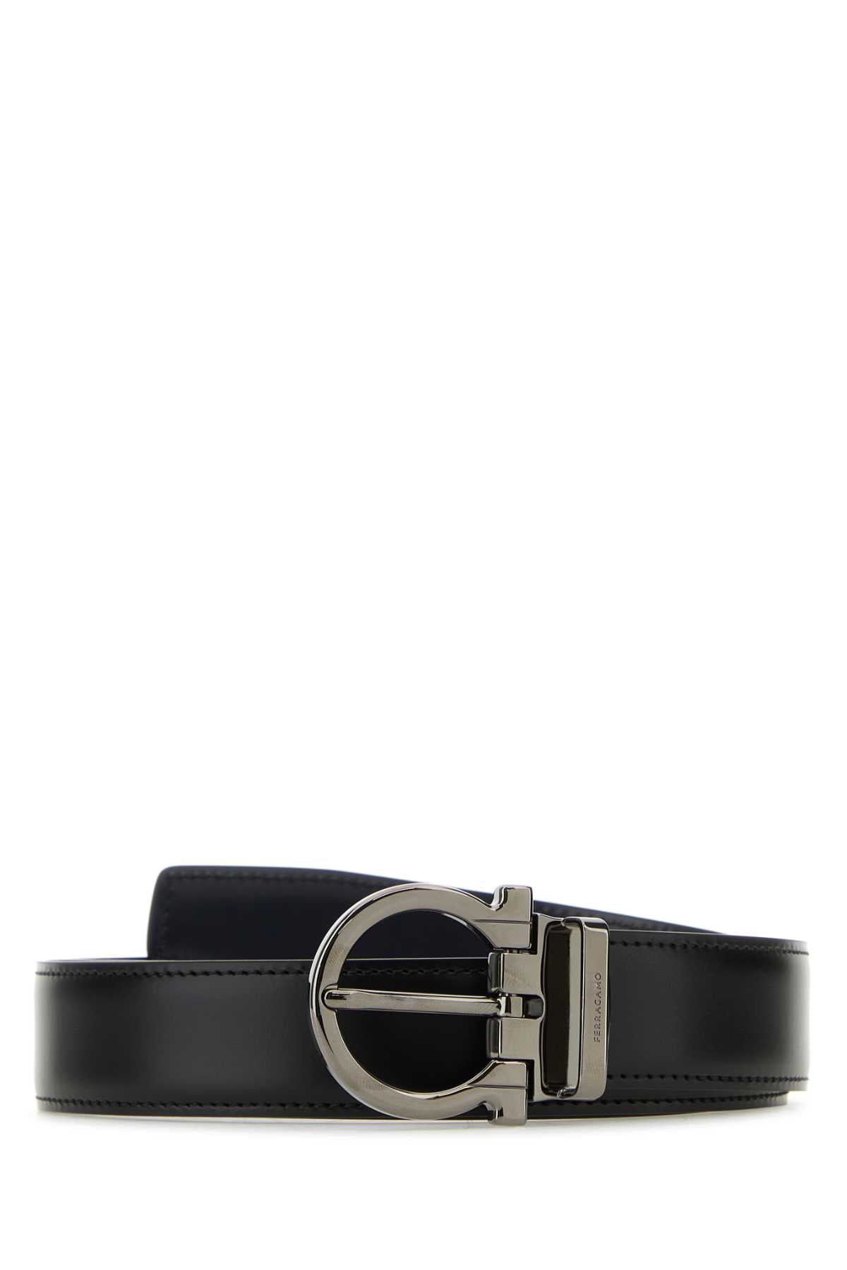 SALVATORE FERRAGAMO Reversible Black Leather Belt - Height 3 cm