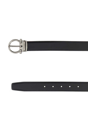 SALVATORE FERRAGAMO Reversible Black Leather Belt - Height 3 cm