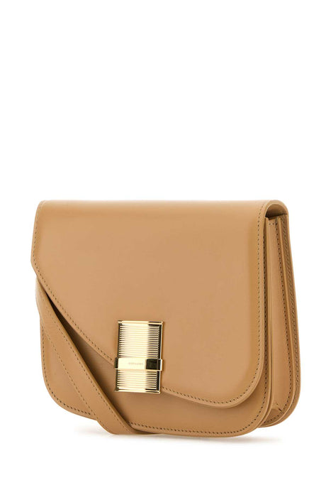 SALVATORE FERRAGAMO Mini Beige Leather Crossbody Handbag