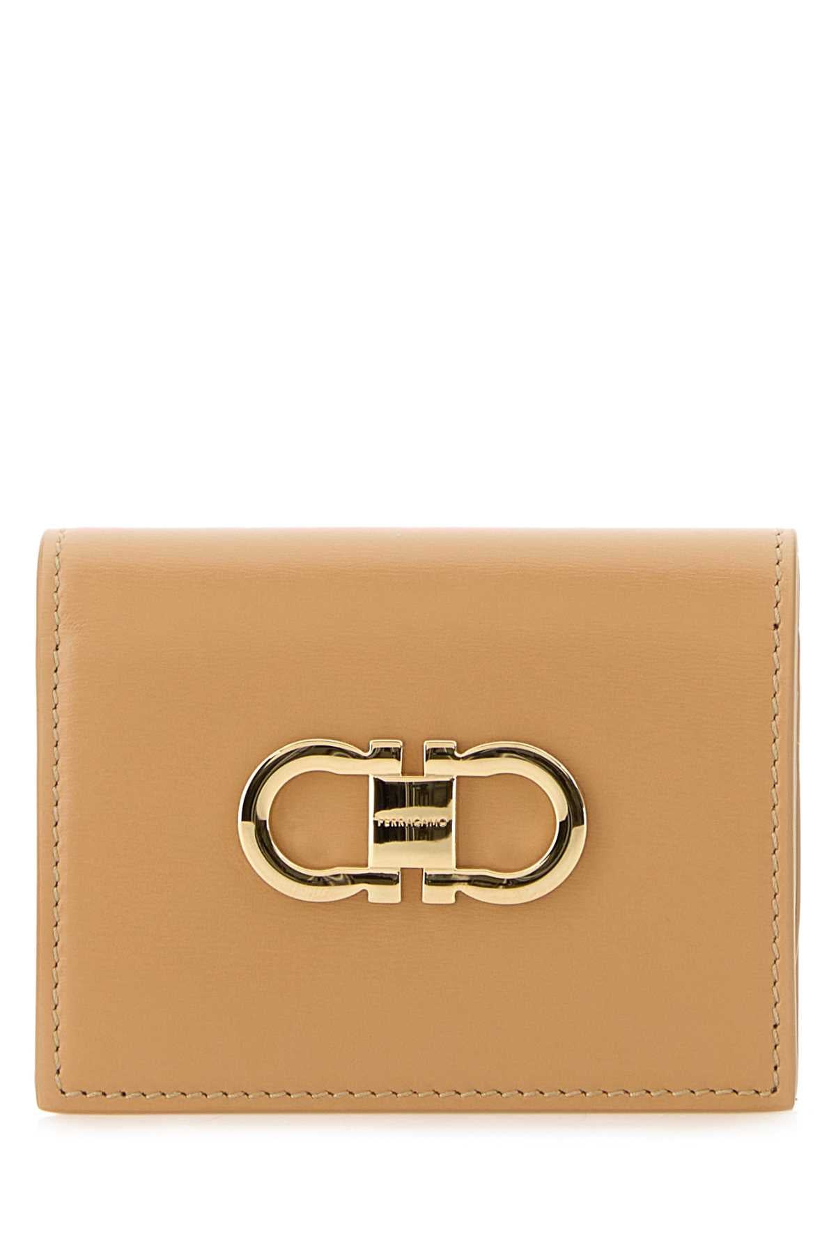 SALVATORE FERRAGAMO Mini Leather Wallet in Elegant Beige