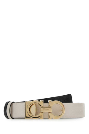 SALVATORE FERRAGAMO Ivory Leather Reversible Belt - 3.5 cm Width