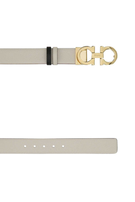 SALVATORE FERRAGAMO Ivory Leather Reversible Belt - 3.5 cm Width