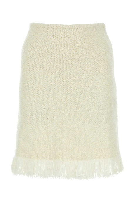 CHLOE Ivory Stretch Wool Blend Mini Skirt