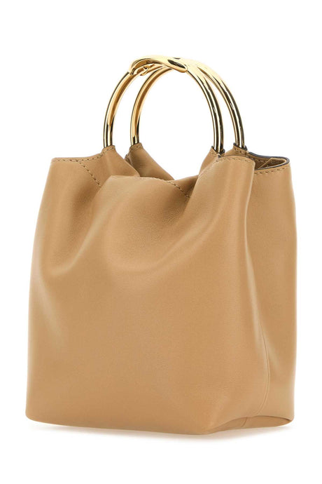 VALENTINO GARAVANI Beige Leather Bucket Handbag - 15x17x11 cm