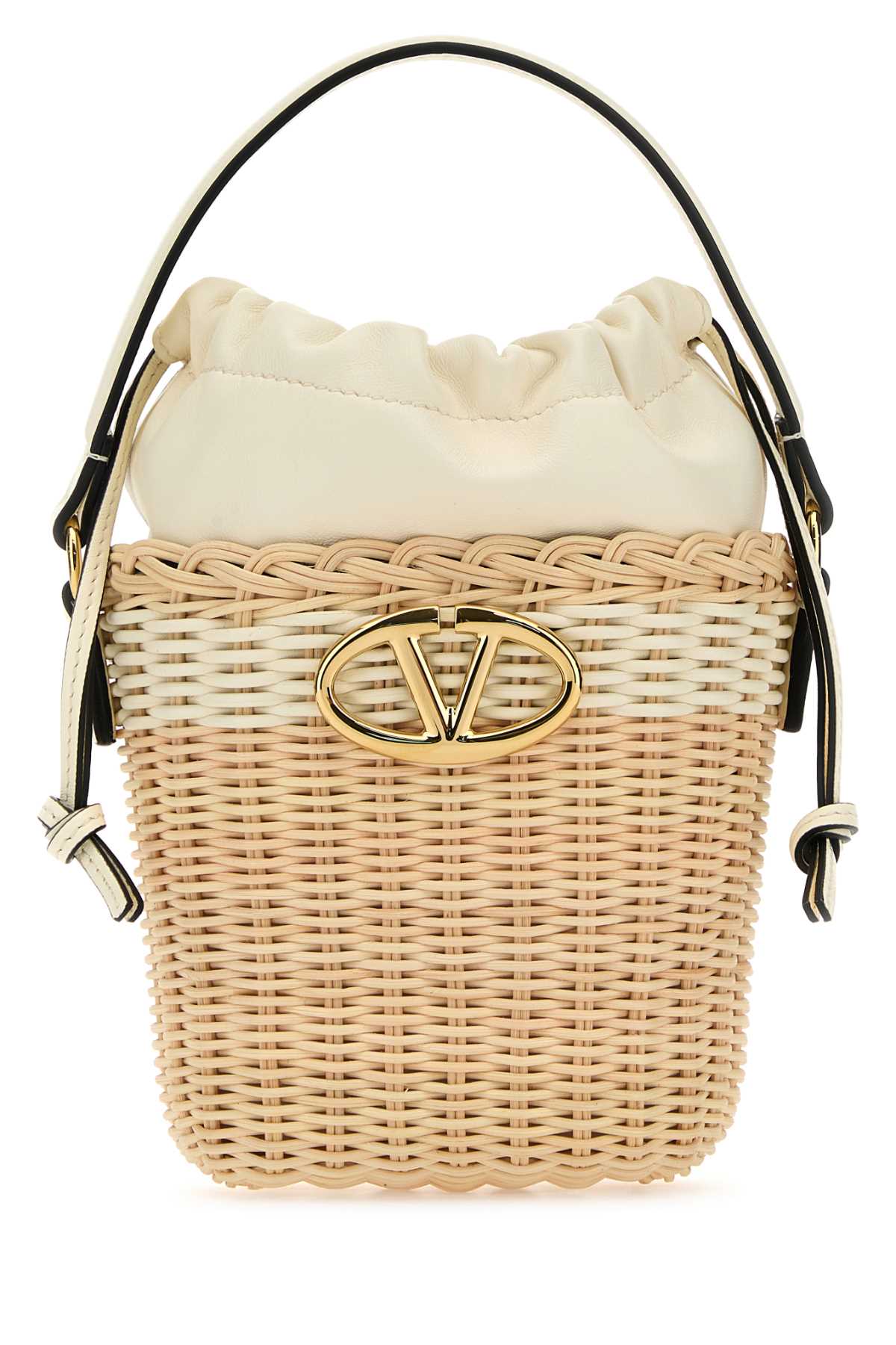 VALENTINO GARAVANI Mini Wicker VLogo Signature Bucket Handbag