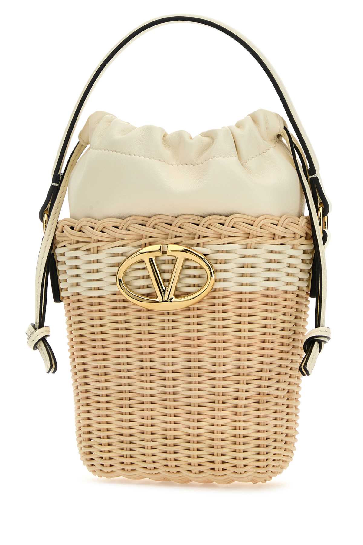 VALENTINO GARAVANI Mini Wicker VLogo Signature Bucket Handbag