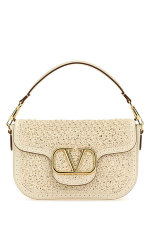 VALENTINO GARAVANI Ivory Raffia and Leather VLogo Mini Handbag