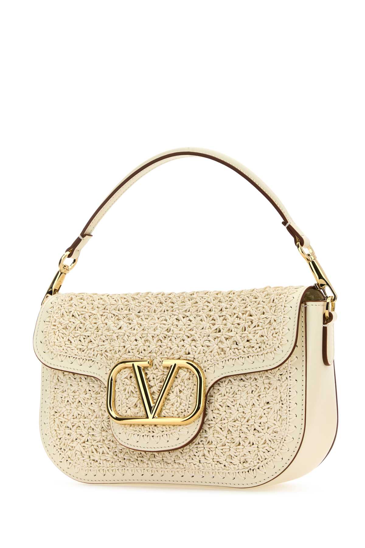 VALENTINO GARAVANI Ivory Raffia and Leather VLogo Mini Handbag