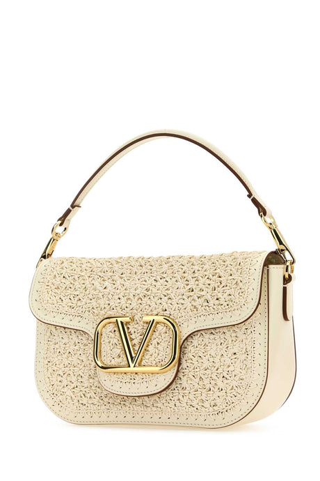 VALENTINO GARAVANI Ivory Raffia and Leather VLogo Mini Handbag