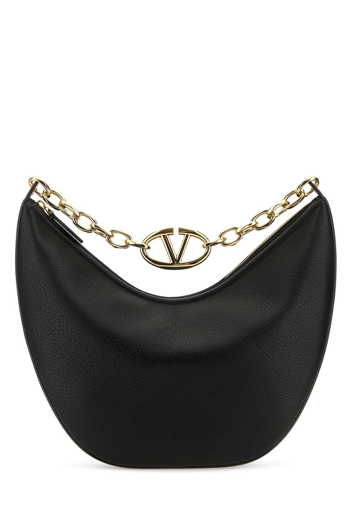 VALENTINO GARAVANI Leather Medium Hobo Handbag with VLogo Moon Accent