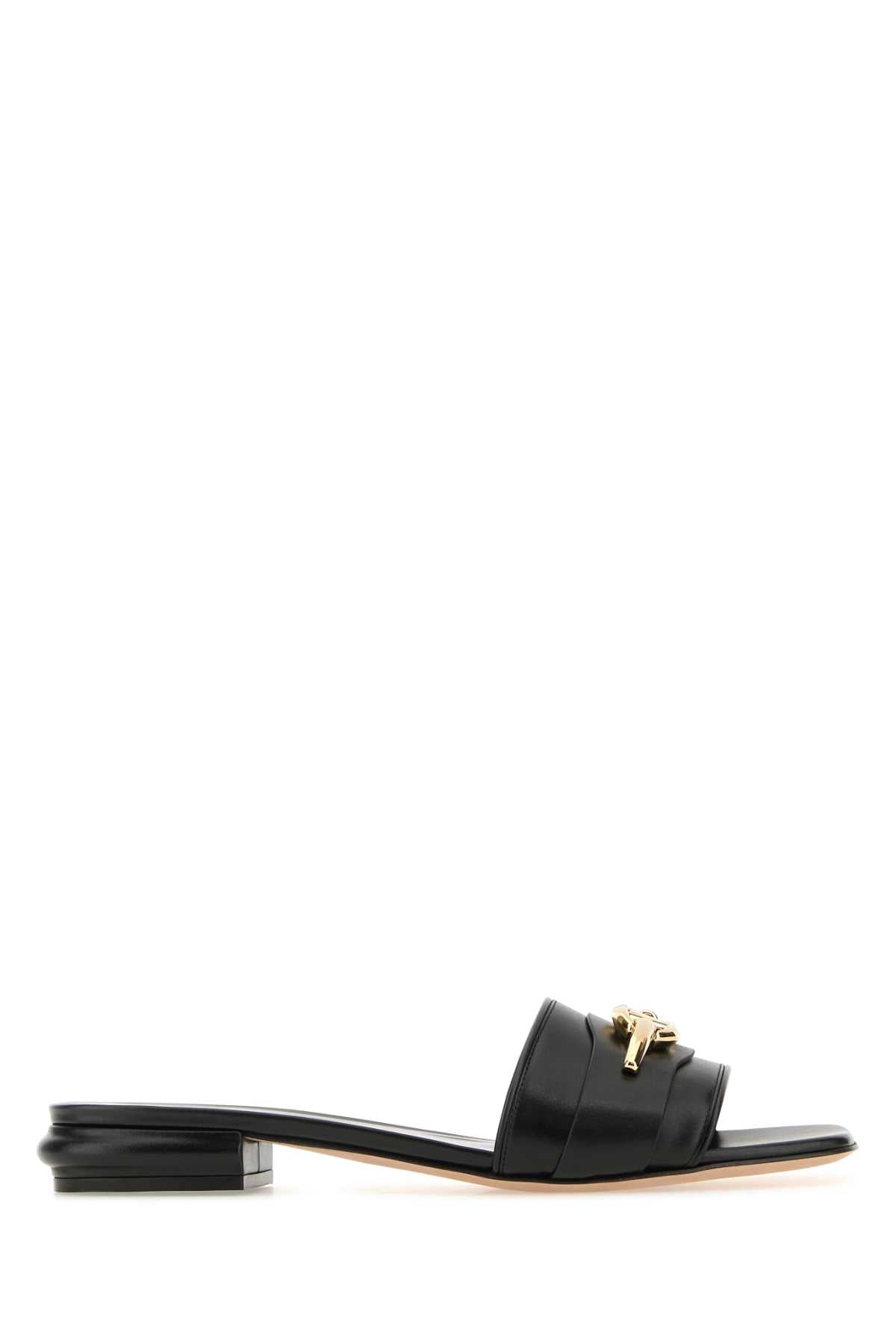 VALENTINO GARAVANI Chic Black Leather Slippers