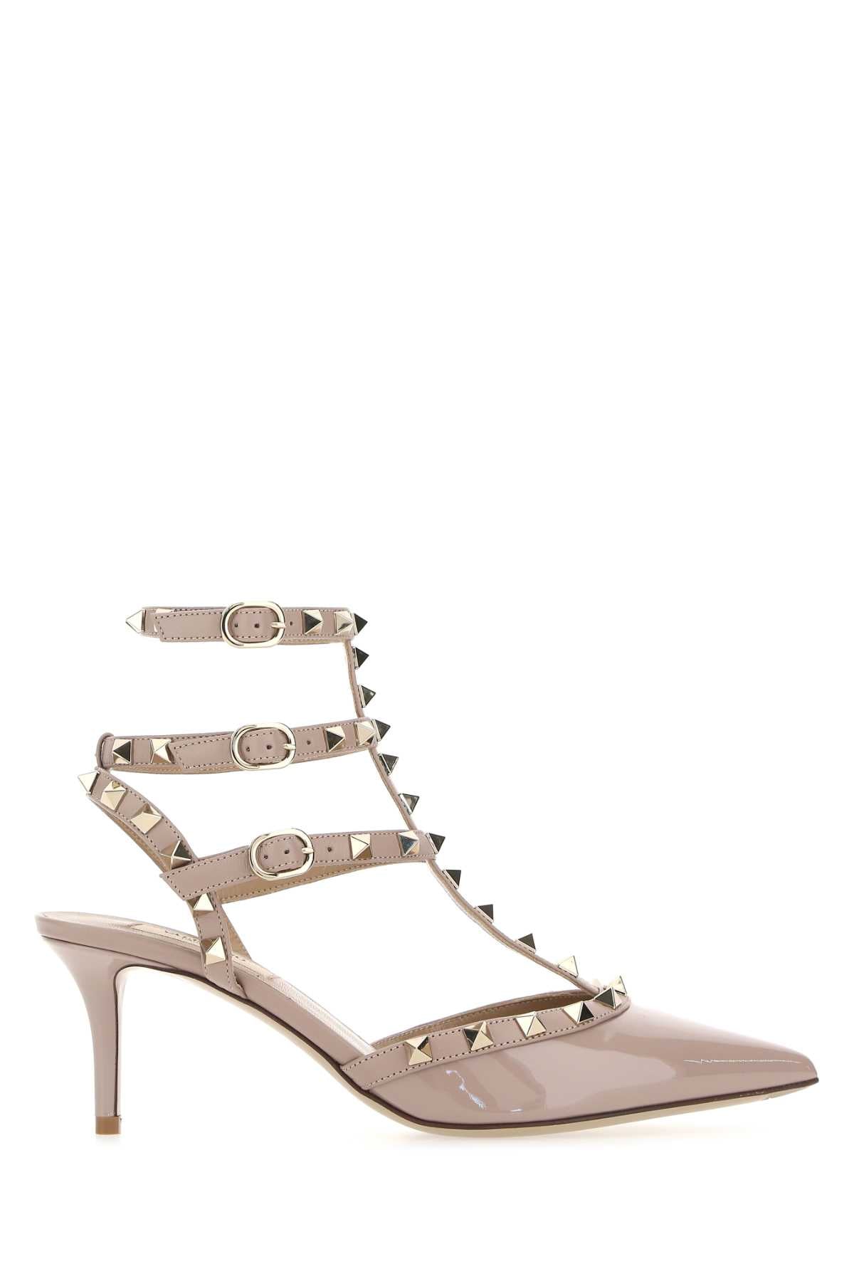 VALENTINO GARAVANI Antiqued Pink Leather Rockstud Pumps - 6 cm Heel Height