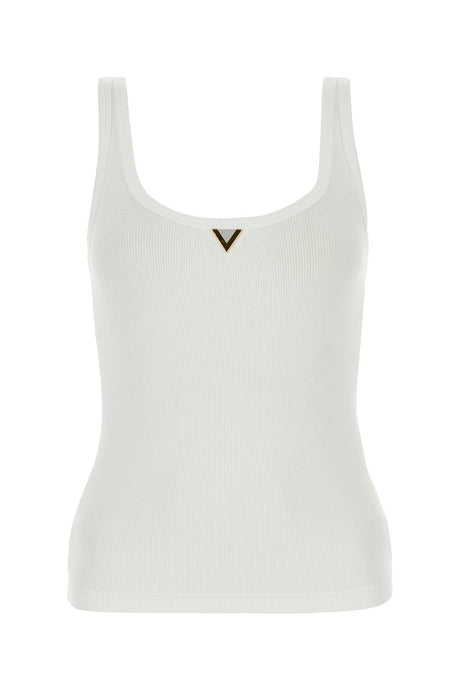 VALENTINO GARAVANI Classic White Stretch Cotton Tank Top