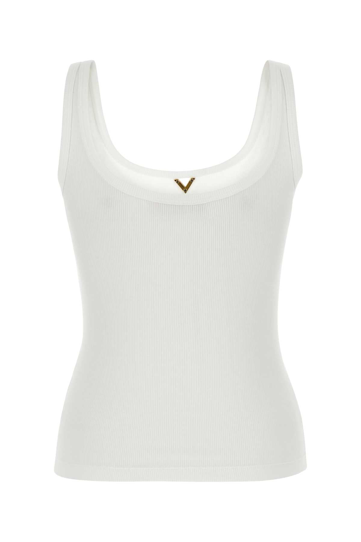 VALENTINO GARAVANI Classic White Stretch Cotton Tank Top