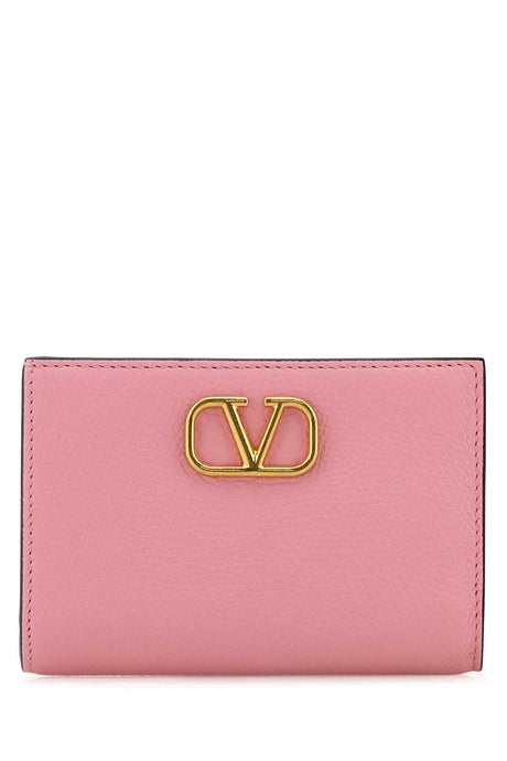 VALENTINO GARAVANI Mini Leather Wallet with Antique Brass Finish