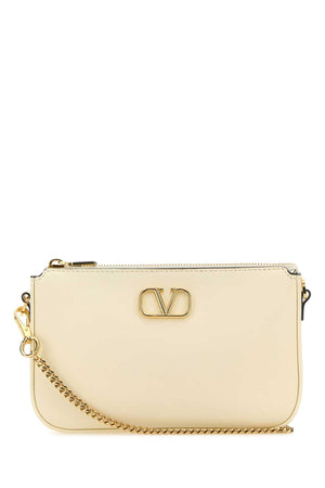 VALENTINO GARAVANI Ivory Leather Mini VLogo Crossbody Handbag - 20x13x3 cm