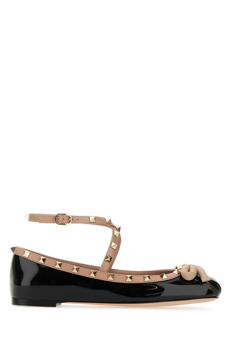 VALENTINO GARAVANI Chic Black Leather Rockstud Ballerinas