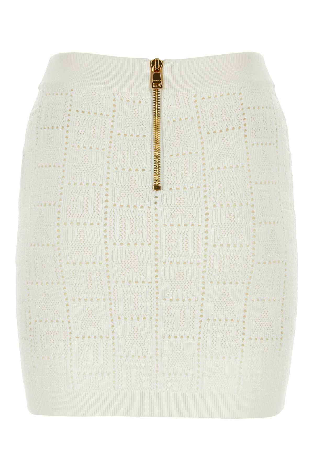 BALMAIN Chic Ivory Viscose Blend Mini Skirt for Women