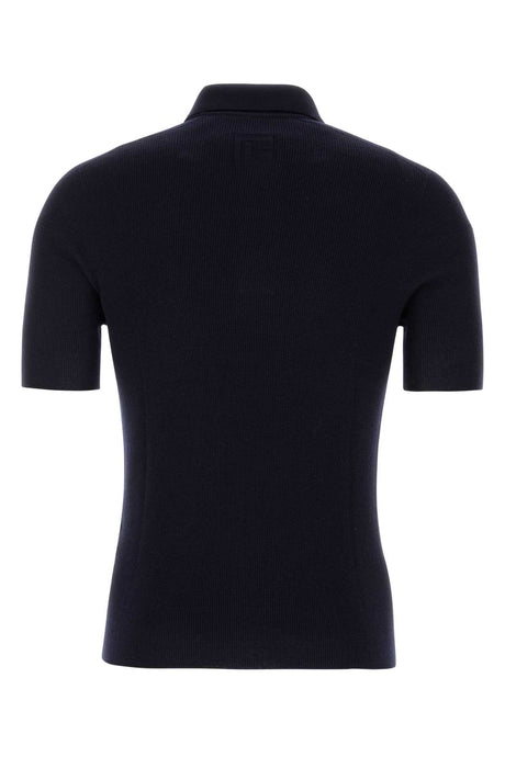 BALMAIN Midnight Blue Wool Polo Shirt for Men