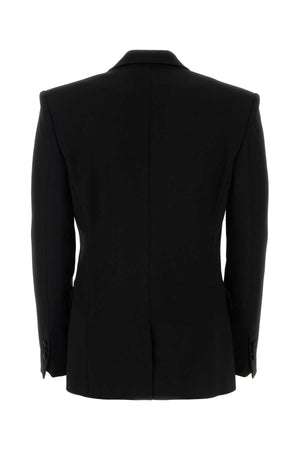 BALMAIN Classic Black Viscose Blend Blazer for Men