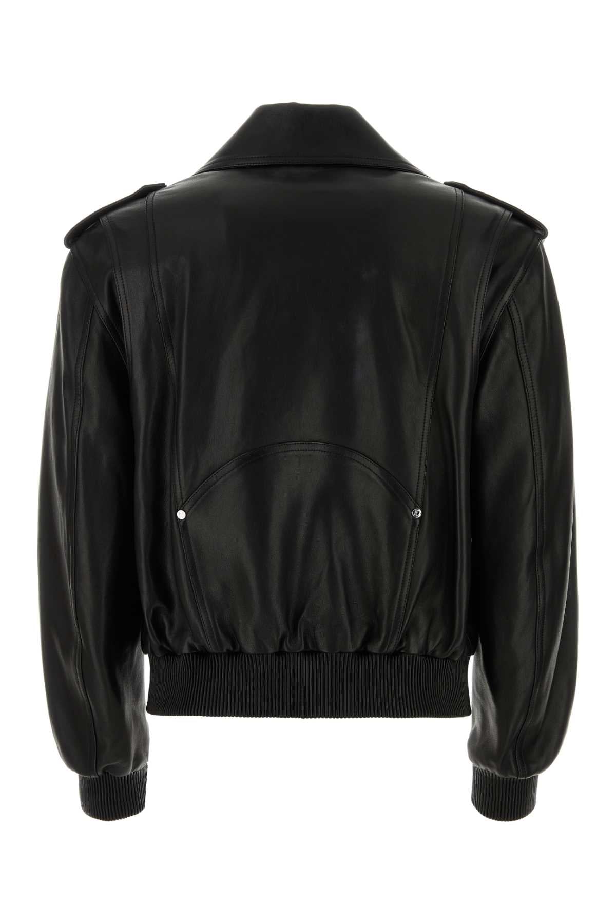 BALMAIN Black Leather Bomber Jacket