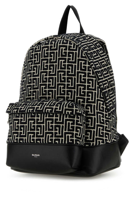 BALMAIN Embroidered Fabric Backpack - 30 cm Width, 40 cm Height, 18 cm Depth