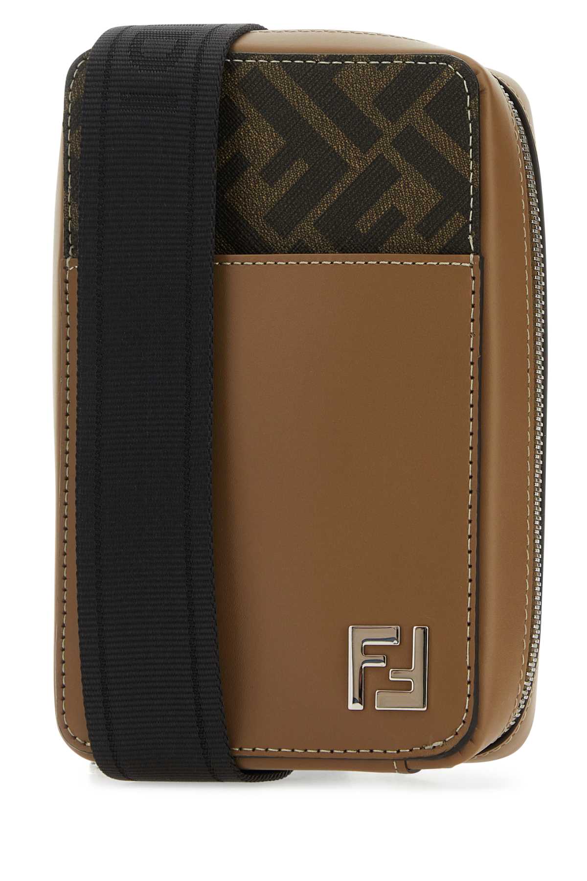 FENDI Mini Fabric and Leather Crossbody Handbag