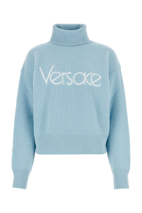 VERSACE Light Blue Wool Sweater for Women